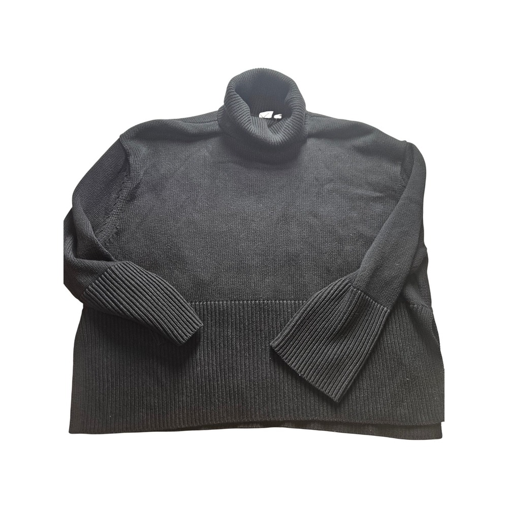 Gap Black Turtleneck Sweater Ribbed Knit Oversized Roll Neck Pullover Size S